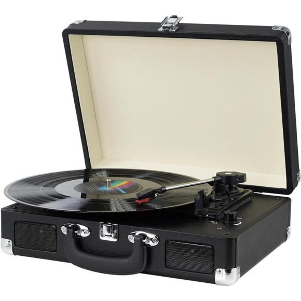 Vinyl Record Player, 3 Speeds Belt Driven Suitcase Portable Turntable